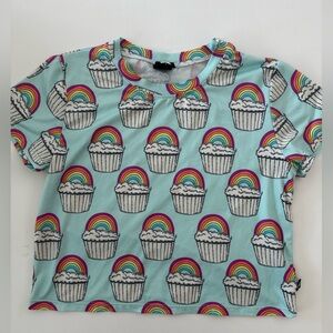 Pixie Lane Rainbow Cupcake Short Sleeve Shirt, Girls 6